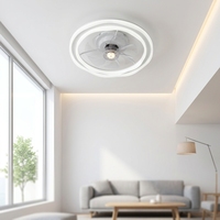 Ventilateur de plafond moderne blanc à double anneau avec éclairage LED, intensité variable, silencieux, à montage encastré, directement de l'usine