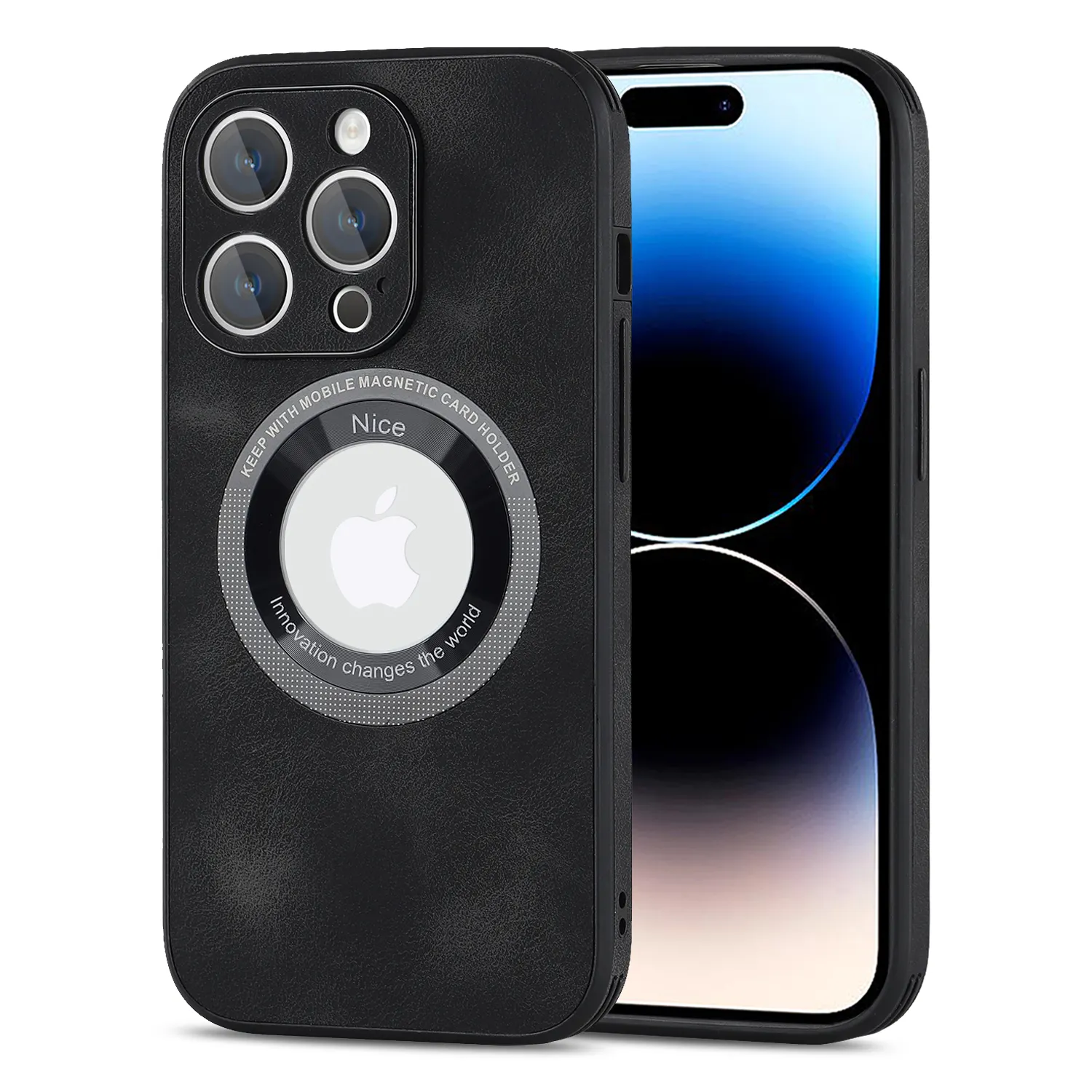 Novo Premium Capa De Couro com Logotipo Buraco Magnético Caso De Telefone De Carregamento Sem Fio para 15 14 13 pro max Lens Protection Phone Cover