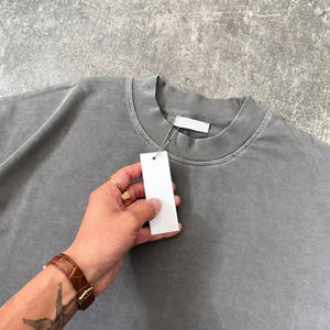 T-shirt unisexe en coton respirant à col rond surdimensionné de qualité supérieure en gros, 250 g/m², poids lourd, coupe ajustée, uni - Product Image 5