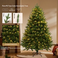 Hochwertiger Künstlicher Weihnachtsbaum aus Reinem PE 4,9-10 Fuß mit Eingebauten LED-Lichtern 500-1000 Warmweißen Lichtern Steckerbetrieben für Innenraumdekoration