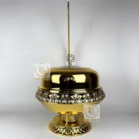 Plat à réchaud suspendu en acier inoxydable plaqué or 8L avec incrustations de strass, chauffe-plats pour mariages, hôtels, banquets et buffets