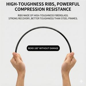 Parapluie de golf classique à ouverture entièrement automatique personnalisé, pliable en trois sections, en fibre de verre, avec manche droit et long. - Product Image 5