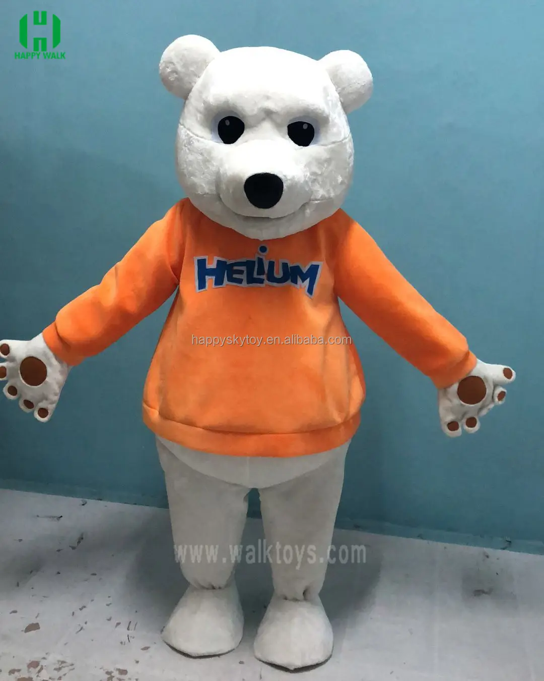 Urso de animais com laranja para fantasias, fantasias de design de mascote para atividades de negócios
