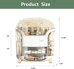 3 Pcs Set Cosmetic Storage Box Clear Cover Make up Display Case 2 Drawer Makeup Organizer with Brush Holder Lipstick Rack - Product Image 3