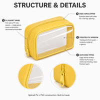 Pochette cosmétique transparente en cuir PU avec fermeture éclair givrée, trousse à maquillage, étui à crayons, trousse de toilette, logo personnalisé OEM