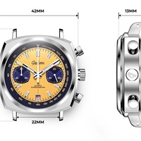 Jam Tangan Quartz Mewah Baru Label Pribadi Kustom Diver 42mm Dial Sunray Gerakan Kronograf Tali Kulit Karet Langsung dari Pabrik