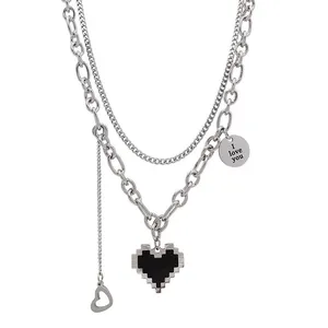 Ожерелье SC Trend в Корейском стиле с надписью «I Love You», Двухслойное колье-чокер, ожерелье с подвеской в виде сердца для женщин