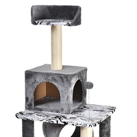 Arbre à chat multi-niveaux gris en bois, tour pour chat du sol au plafond, rampe à gratter, meuble d'escalade pour chats