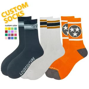 no minimum order school 100% Cotton stripe basketball socks custom LOGO sports socks compression run athletic crew tube Socks