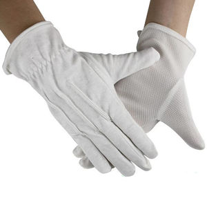 Guantes de mano ceremoniales de desfile blanco de puntos antideslizantes con puntos de PVC guantes funerarios de inspección de monedas de algodón - Product Image 4