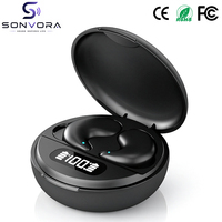 YYK-790 Earbud Nirkabel Sejati, Earphone Ultra Tipis untuk Tidur, Driver Dinamis 13mm, Headphone Mini dengan Layar Daya Digital LED