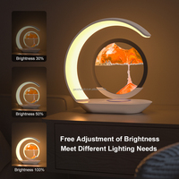 Lampe de chevet multifonctionnelle à LED 3D moderne avec chargeur sans fil et abat-jour en sable artistique pour la maison et le bureau
