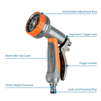 Pistolet d'arrosage de jardin 10 modes, gâchette en caoutchouc souple, buse de tuyau d'arrosage pour serre et lavage de voiture