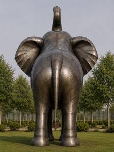 Sculpture d'éléphant en bronze personnalisée, statue de faune pour jardin extérieur et cour, artisanat métallique de haute qualité, décoration paysagère - Product Image 2