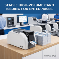 Impresora de Tarjetas Inteligentes HiTi CS-270e, Impresora de Tarjetas de Identificación de PVC de una o dos Caras con Codificación de Banda Magnética RFID IC, 300x600dpi