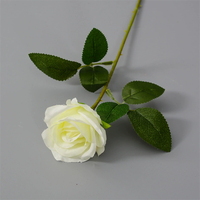 Fabrik-Großhandel Hochwertige Künstliche Einzelne Samt-Rosen Blume Rot Weiß Maßgefertigte Realistische Rosen Dekorative Blumen