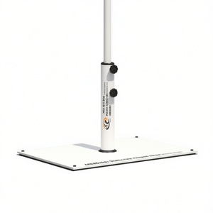 Base de parasol de patio en acier blanc, mât en fer, mobilier d'extérieur durable, design contemporain - Product Image 1