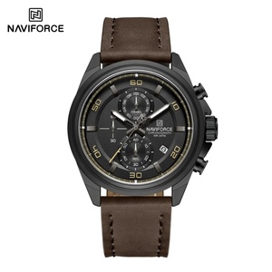 Montres-bracelets NAVIFORCE, bracelet en cuir véritable, boîtier en alliage, montres décontractées, montre habillée pour homme, étanche avec date et luminescence - Product Image 6