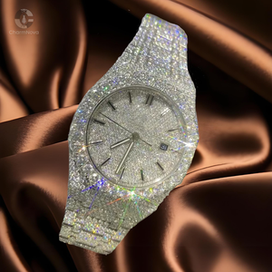 Orologio Automatico da Uomo di Alta Gamma Personalizzato con Diamanti Sintetici Incastonati a Mano e Moissanite su <span class=keywords><strong>Acciaio</strong></span> Inossidabile - Product Image 1