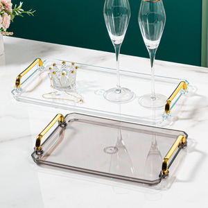 Light Luxury European-style Household Tea Cup and Water Cup <strong>Rectangular</strong> Tray, Beauty Salon Tea Tray, <strong>Plastic</strong> Handle <strong>Plate</strong> - Product Image 1