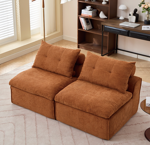 Ensemble de canapés modulaires convertibles sans accoudoirs, en tissu chenille doux, design moderne, idéal pour appartement, avec coussin de nuque et dossier, réglable DIY - Product Image 4