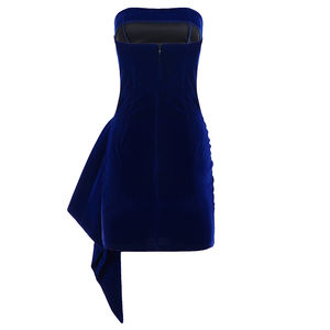 Sexy Solid Bodycon Velvet <b>Tube</b> <b>Dress</b> Tie Belt-Slim-Fitting Natural Waist Sleeveless Mini <b>Dress</b> Women Washable Off-the-Shoulder - Product Image 6