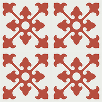 Carreaux de ciment décoratifs à motif floral rouge antique, carreaux de sol en encaustique pour intérieur, prix de gros