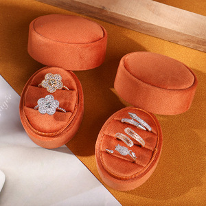 Cajas de Joyería de Terciopelo Premium con Forma Ovalada, Tapas y Bases, Caja Doble para Anillos, para Regalo de Boda, Venta al Por Mayor del Fabricante - Product Image 5