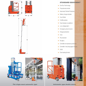 Plataforma elevadora de aleación de aluminio, tipo móvil hidráulico, Manual de elevación de un solo mástil vertical para trabajo a gran altitud - Product Image 4