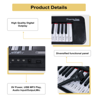 MY MUSIC MY-668 61-Key Portable LED Electronic Digital Piano Keyboard 200 Rhythms Tones Built-In Speaker Durable Plastic Organ