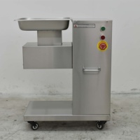 Machine à trancher la viande industrielle semi-automatique, lame en acier inoxydable, épaisseur réglable, capacité de 300-500 kg/h