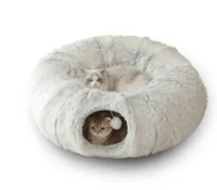 Vente en gros Lit pour chat Donut pliable en velours pliable écologique amovible lavable solide motif chat endormi