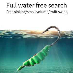 Señuelo de pesca en hielo con cabeza de jig mini, tipo pupa de gusano de seda, biónico, de cebo blando, para pesca transfronteriza en agua dulce, lagos, estanques y exteriores - Product Image 3