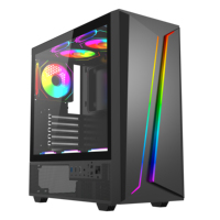 Torre Media para PC con Tira RGB, Panel Lateral de Vidrio, Carcasa Blanca para PC, Gabinete para CPU ATX, Refrigeración, Carcasa para Computadora de Juegos