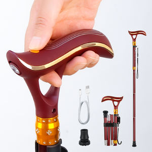 N09BJZD- # А #    Однолапая трость для пожилых людей со встроенной сигнализацией, перезаряжаемой литиевой батареей длительного действия и складной конструкцией, с подсветкой - Product Image 1