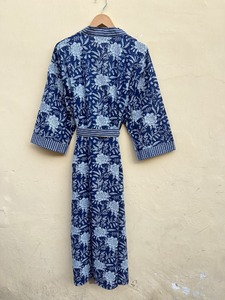 Bata de Algodón Indio, Kimono de Algodón de Lujo, Ropa de Estar en Casa, Kimono de Algodón con Estampado de Bloques, Bata de Algodón, Kimono, Bata de Baño para Mujer - Product Image 6