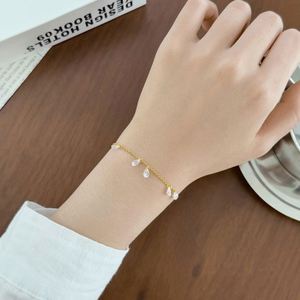 Dylam Elegance Stylish Fine Jewelry Hypoallergenic 925 Silver Link Chain Waterdrop Shape 5A Zirconia Multiple Pendant <b>Bracelets</b> - Product Image 4