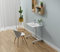 Table mobile à une seule colonne, réglable en hauteur électriquement, avec vérin pneumatique, bureau debout mobile avec roulettes, table de bureau