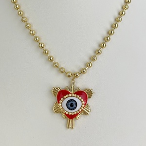 2024 nueva moda Unisex colgante cobre corazón chapado en oro collar mal de ojo para fiestas regalo para mujeres niños alta calidad - Product Image 4