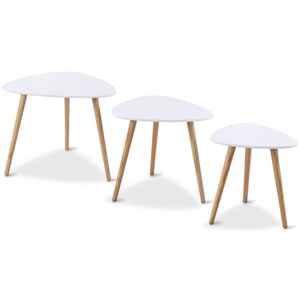 Mesa de comedor de bambú con diseño Redondo, mesita de noche de madera, moderna, lateral, ahorro de espacio, 3 unidades - Product Image 2
