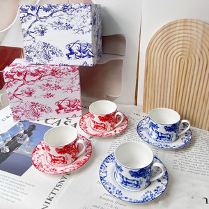 Juego de Taza y Platillo de Porcelana Fina con Diseño de Tigre, para Café y Té de la Tarde, Vajilla Grabada con Caja de Regalo, Serie <span class=keywords><strong>D</strong></span> - Product Image 3