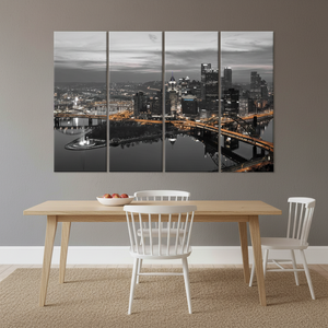 Pittsburgh Night Panorama: 4P Gallery <b>Wrapped</b> PRINTED Canvas Wall Art,4P-Gallery <b>Wrapped</b> - Product Image 3