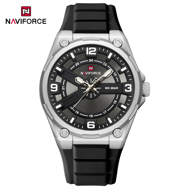 NAVIFORCE 9260 Street Edgy Trendy Men's Quartz Watch Silicone Strap Waterproof Luminous Hands Sporty Cool Male Clock Gift