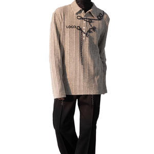 2026 Custom OEM/ODM Jacquard logo Knitted Cotton Sweater <strong>Crochet</strong> Long Sleeved Pullover Sweater for Men - Product Image 2