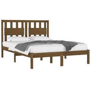 <span class=keywords><strong>Letto</strong></span> Moderno Europeo in Legno di Pino Massiccio con Contenitore, Marrone Miele, 200x200cm, Design Salvaspazio per Camere Piccole - Product Image 2