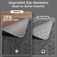 Tapis d'intérieur Ophanie moderne en polyester haute densité, fabriqué à la machine, lavable, antidérapant, gris, moelleux, duveteux, doux, en peluche, 4x6