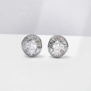 wholesale plata 925 sterling <b>silver</b> novelty ladies <b>earring</b> designer trendy dainty vintage zircon korean bow pearl <b>stud</b> <b>earrings</b> - Product Image 3