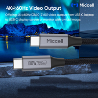 Cable USB C a USB C Miccell de 10 Gbps con PD de 100 W, Cable de Carga Rápida Tipo C 4K para Laptop, Tablet, Teléfono, Hogar, Oficina, Viajes