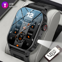 Montres intelligentes LIGE BWKM02 CE ROHS avec lampe torche LED, suivi d'activité, moniteur de fréquence cardiaque, montre connectée sport pour Android et iPhone, possibilité de répondre aux appels