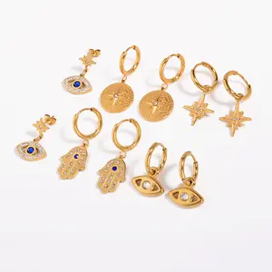 Evils Eye Star Dangle Boho Fashion Earrings Trend 2022 Designer Popular Brands Rhinestone Gold Plated Studs Earrings